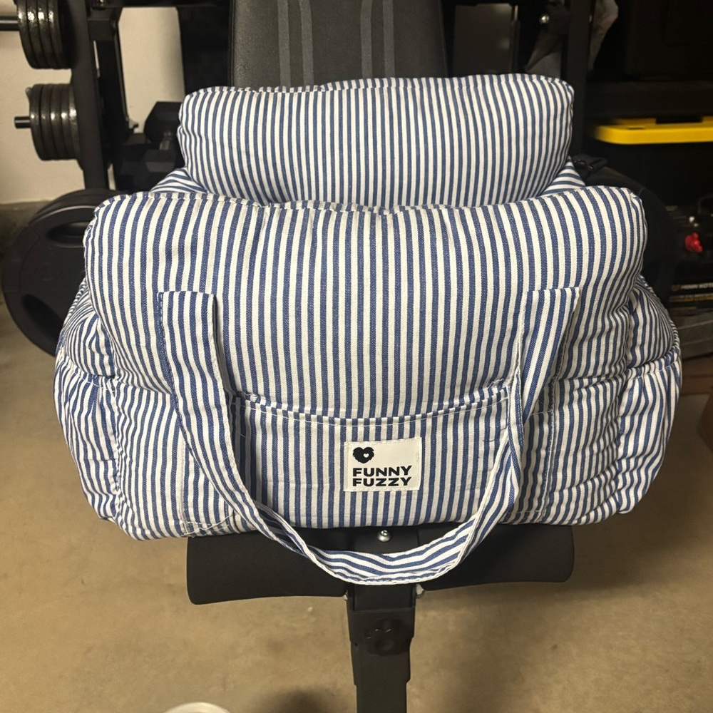 Blue Striped Dog Carrier Car Seat